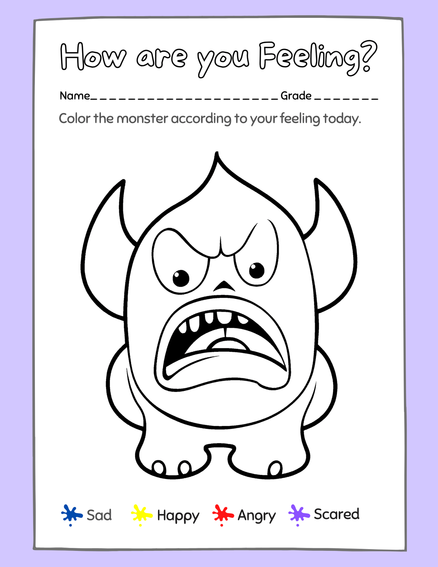 Monster Feeling Coloring - Everbloom Path - Parent Coaching