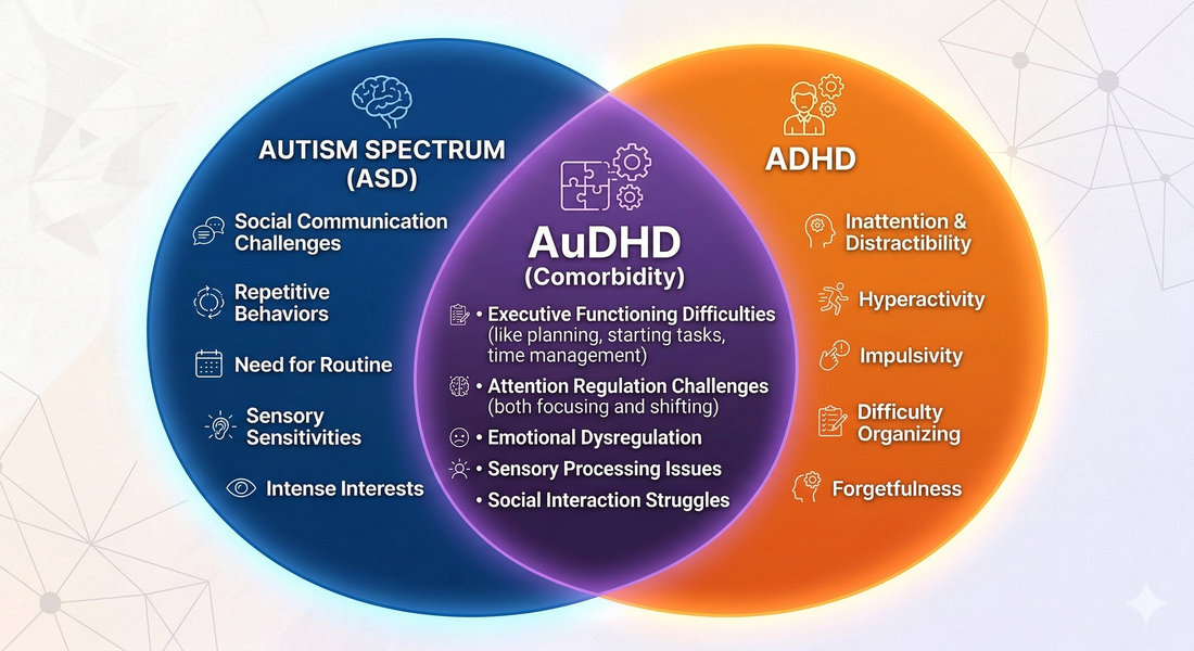 AuDHD: 자폐와 ADHD가 함께 있는 사람들 이해하기