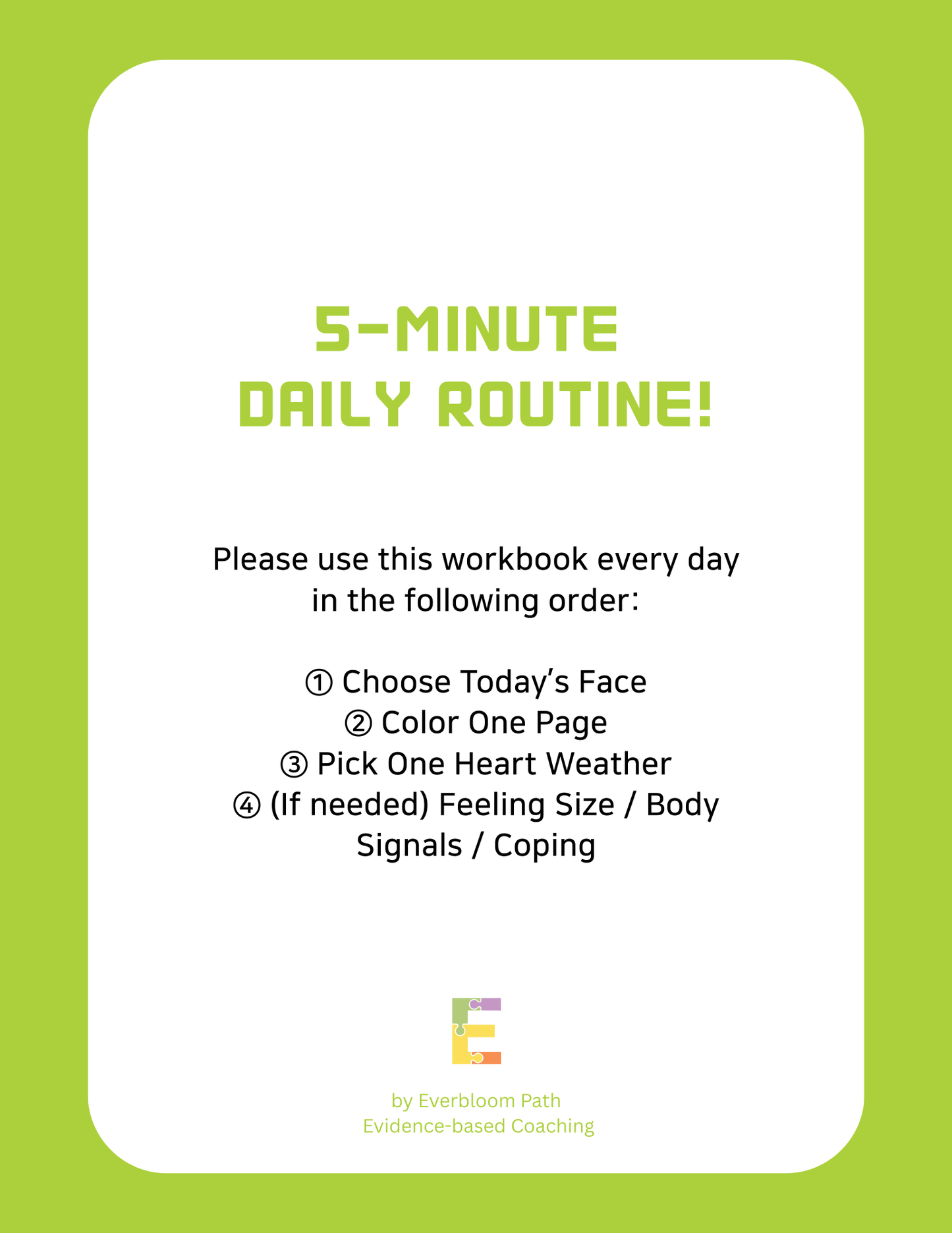 3-4yrs Daily Emotion Workbook | Emotional Regulation and Problem Solving Worksheets