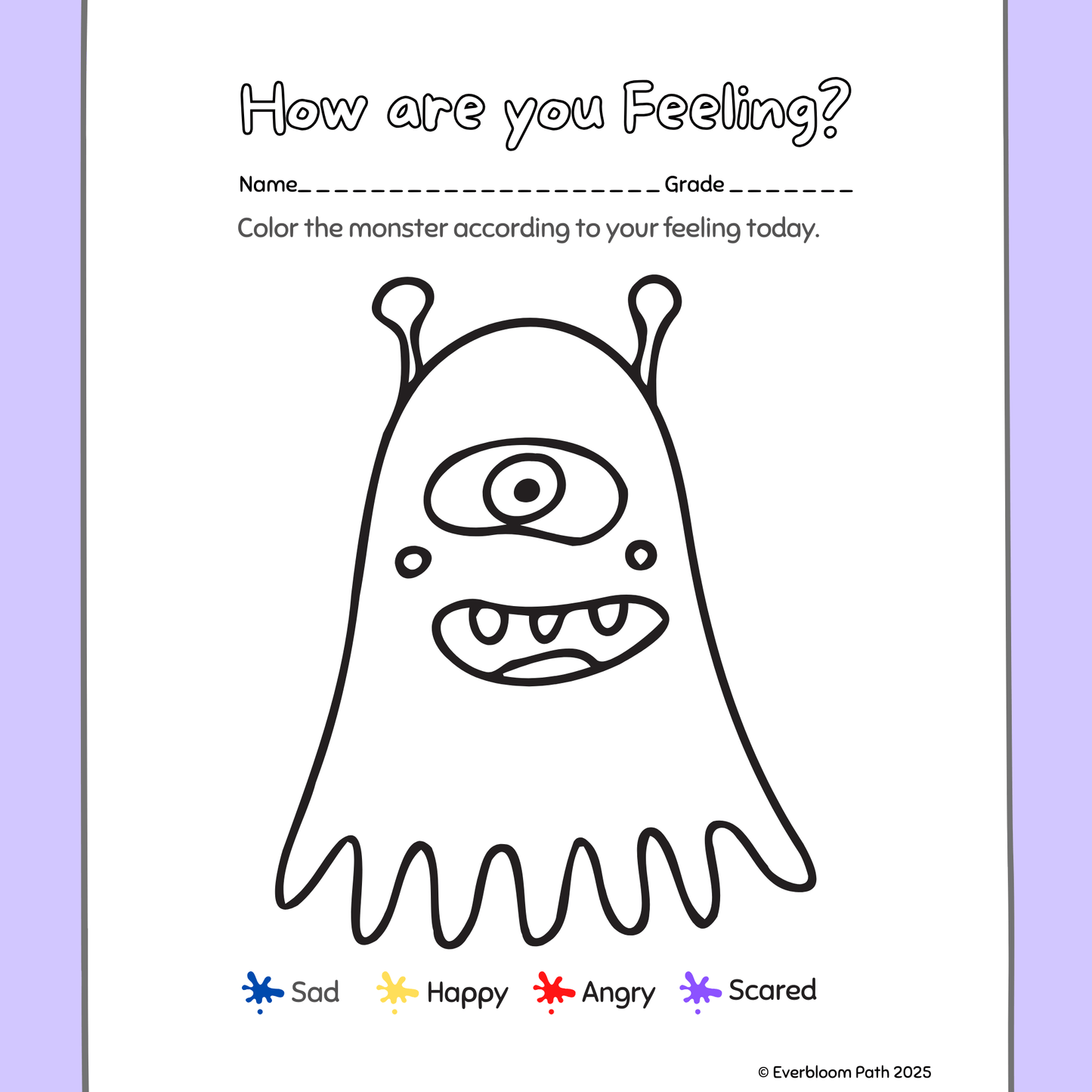 Monster Feeling Coloring - Everbloom Path - Parent Coaching