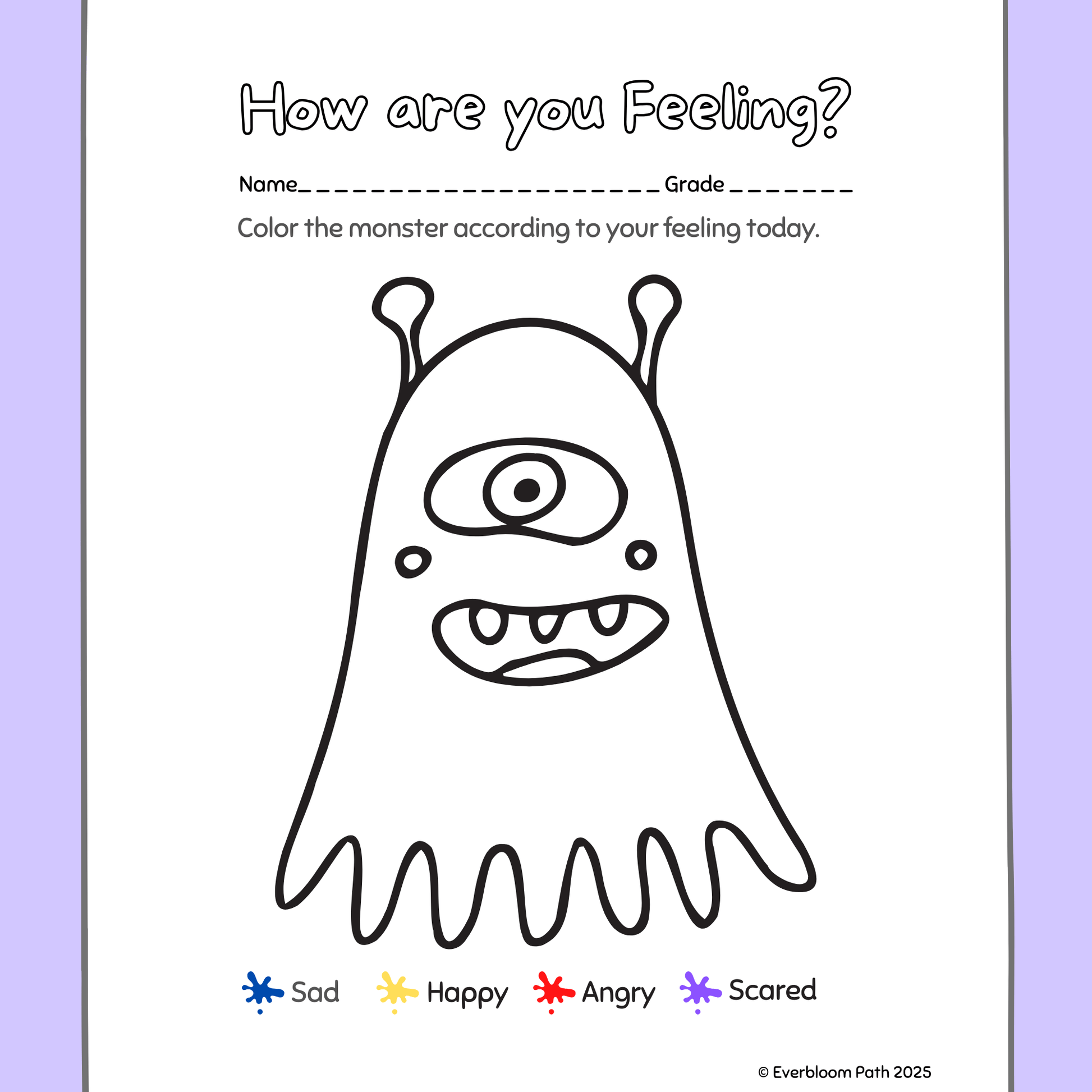 Monster Feeling Coloring - Everbloom Path - Parent Coaching